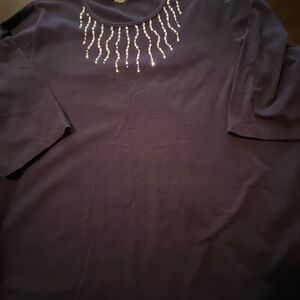 Embellished Blue 3/4 Sleeve Top